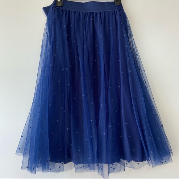 Torrid embroidered blue elastic mesh midi skirt - Picture 5 of 7